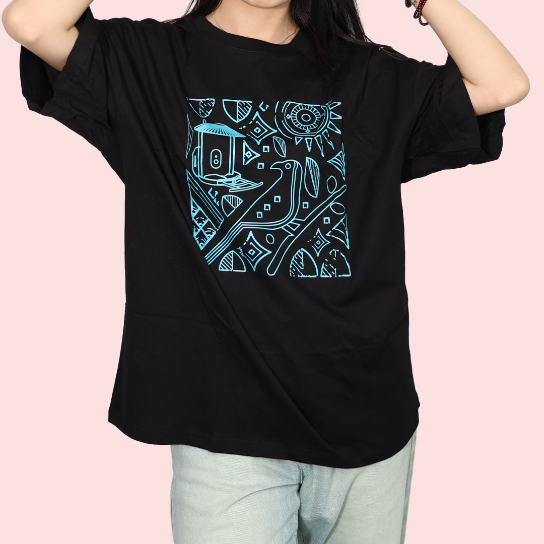 Birdfy Oversize Black T-shirt